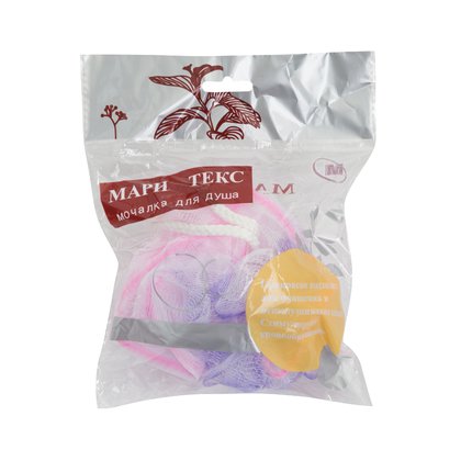Мочалка для тела Mari Tex шарик двухцветный розово-фиолетовый МТ-701