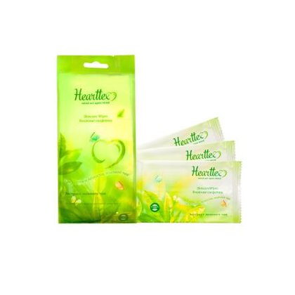 Влажные салфетки Hearttex: экстракт зеленого чая (10 шт.)