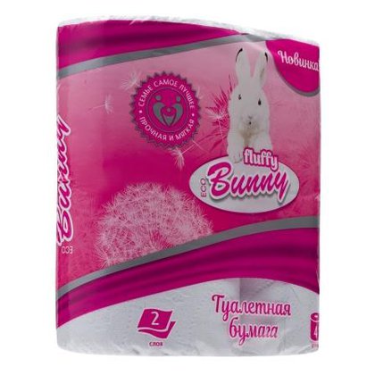 Туалетная бумага Fluffy Bunny Eco 2сл. 4 рул. белая 1/12